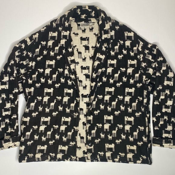 Vintage Women’s Chicos Western Moose Mountain Black  Cream Button Up Jacket Sz M - Picture 1 of 8